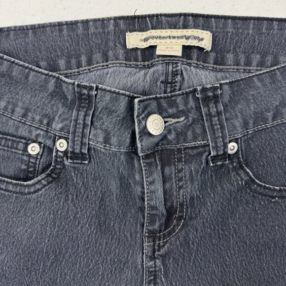FOREVER 21 Women's Black Wash Low Rise Jeans Size 25 Straight Leg Stretch - Picture 5 of 11